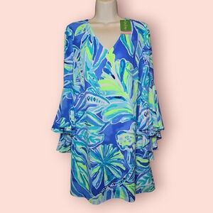 Lilly Pulitzer Rosalia Dress In Beckon Blue Palm Passage Women's 0 Blue/Green